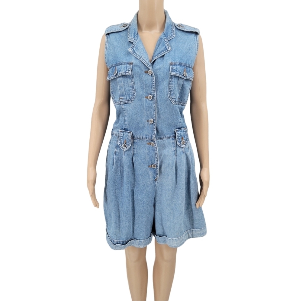 Bill Blass Denim Sleeveless Romper